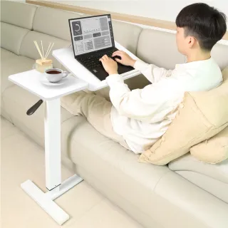 【ONE HOUSE】雙桌面 歐森無段翻轉氣動升降電腦邊桌_80寬經典款 1入(邊桌/電腦桌/書桌)