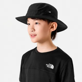 【The North Face 官方旗艦】北面兒童黑色UPF防曬透氣休閒漁夫帽｜7WHMSIY(抗UV)