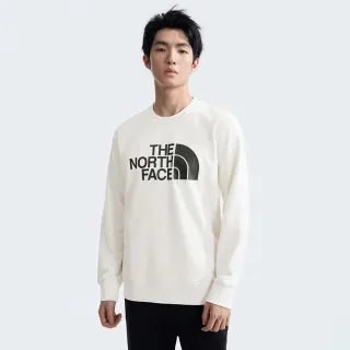 【The North Face 官方旗艦】北面男款米白色品牌LOGO印花長袖大學T｜8AT7QLI