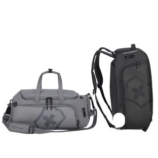 【VICTORINOX 瑞士維氏】Vx Touring 2.0 三用抗菌中型旅行袋(淺灰/黑色)