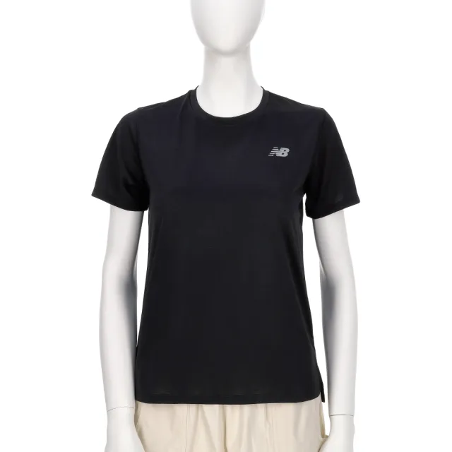 【NEW BALANCE】女款 黑色 運動 休閒 反光 Logo 快乾 美規 上衣 短袖 WT41222BK