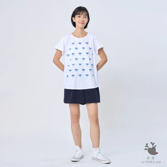 【so that’s me 好我】西瓜片片寬版插畫方袖女純棉T(白色)
