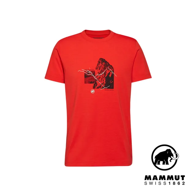 【Mammut 長毛象官方直營】Mountain T-Shirt Men 4208m 有機棉混紡機能短袖T恤 男款 經典紅 #1017-06500