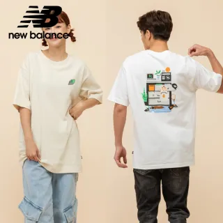 【NEW BALANCE】NB 插畫家短T/短袖上衣_中性_杏/白_MT51972LIN_MT51972WT(美版 版型偏大)