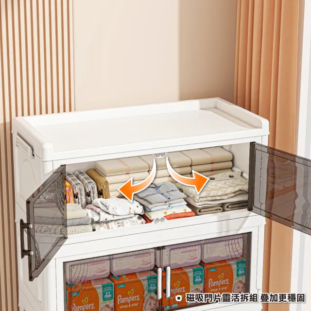 【ONE HOUSE】大櫻經典款雙開門折疊收納櫃-規格任選125L-50寬六層/175L-70寬三層/180L-60寬五層