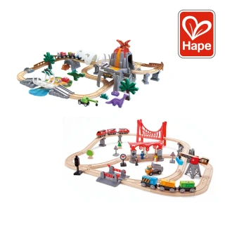 【德國Hape】火車軌道組合/夜光恐龍/忙碌的城市(2款選擇/軌道遊戲/軌道車/家家酒/木製玩具/木頭玩具)