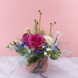 【HUGO DECO 榆果傢飾】紫玫瑰秋菊果香氛花禮(擬真花/人造盆栽/綠化/佈置/禮物)