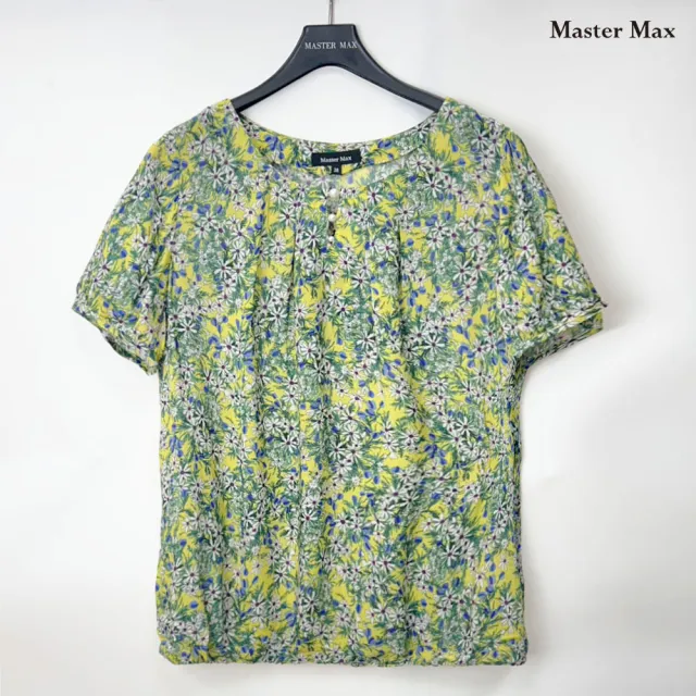 【Master Max】超薄柔軟質感碎花圓領珍珠釦短袖上衣(8517109)