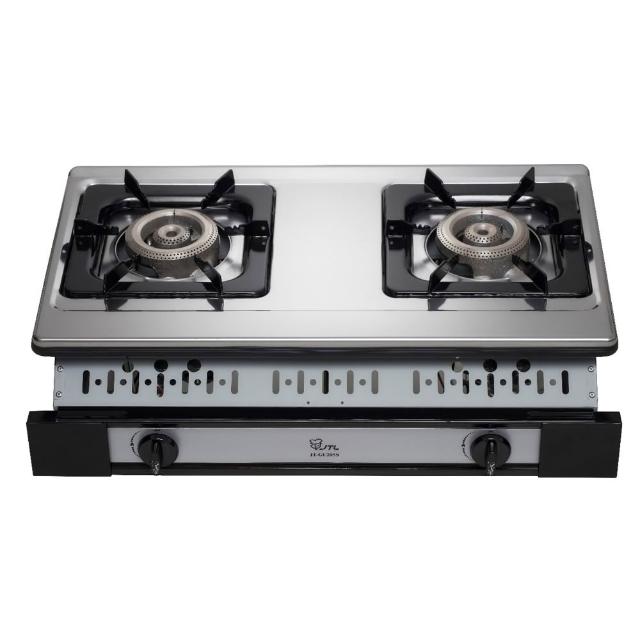 JTL喜特麗 JT-GU205S 雙口瓦斯爐,採用臺灣製造不鏽鋼爐臺與耐用鑄鐵爐頭,提供傳統外擴火焰均勻加熱。壓電式點火方便操作,瓦斯消耗量9~10kW,能源效率第二級。支援天然瓦斯(NG1)或液化瓦斯(LPG),尺寸700x435x175mm,1年保固,BSMI認證R31028,標準安裝適閤家庭廚房使用。 JTL喜特麗 JT-GU205S