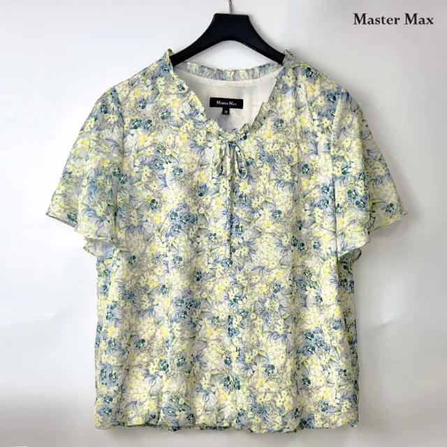 【Master Max】花邊V領碎花寬袖雪紡上衣(8517121)