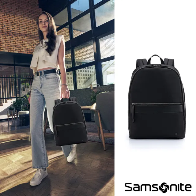 【Samsonite 新秀麗】MOBILE SOLUTION ECO 商務休閒輕量防潑水筆電後背包/女包/雙肩包/電腦包14吋(黑)