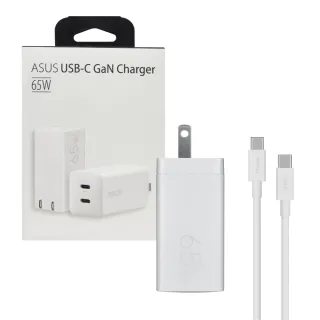 【ASUS 華碩】原廠 65W雙孔 GaN氮化鎵快充充電組(內附5A 1.5M Type-C to Type-C線)