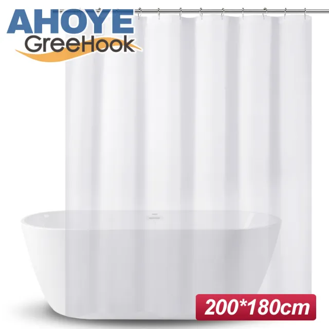 【GreeHook】PEVA加厚防水浴簾 200*180cm(透明)