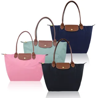 【LONGCHAMP】LE PLIAGE長把再生尼龍摺疊水餃包(中款/多色)