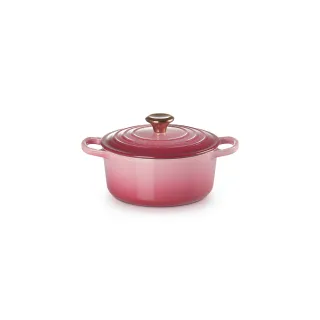 【Le Creuset】典藏琺瑯鑄鐵鍋圓鍋 18cm(野莓金-銅頭-內鍋白)