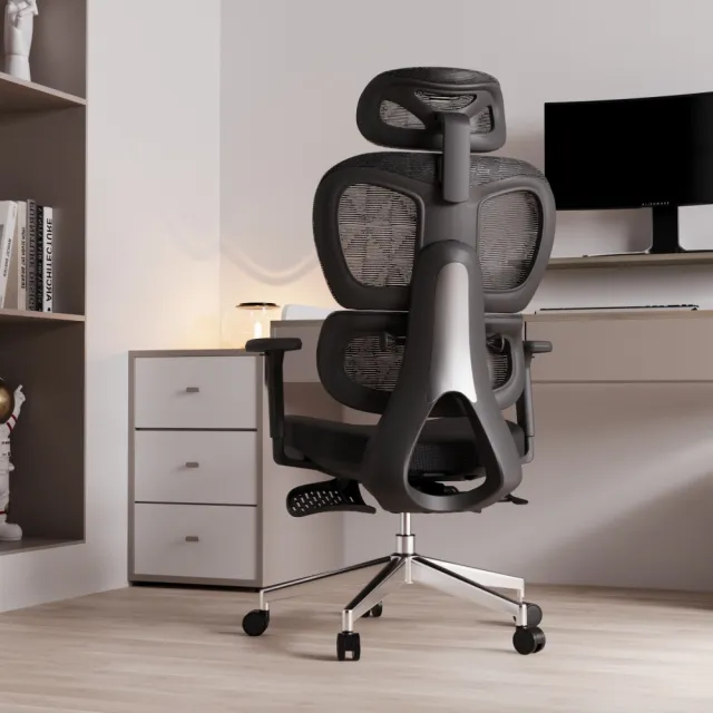 【b.a.l.f 琦晟】腿靠款-人體工學透氣網椅(鋁合金腳 多項調節 電競椅 多功能電腦椅 辦公椅 躺椅 椅子)