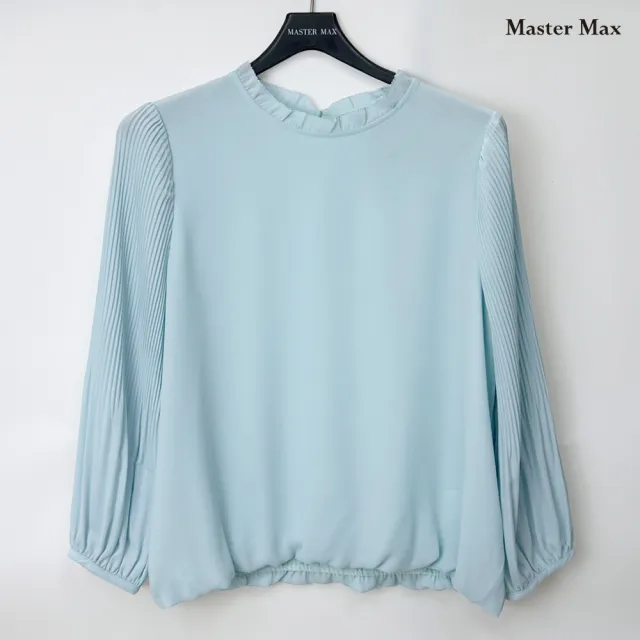 【Master Max】花苞領袖子細褶素面雪紡上衣(8327055)