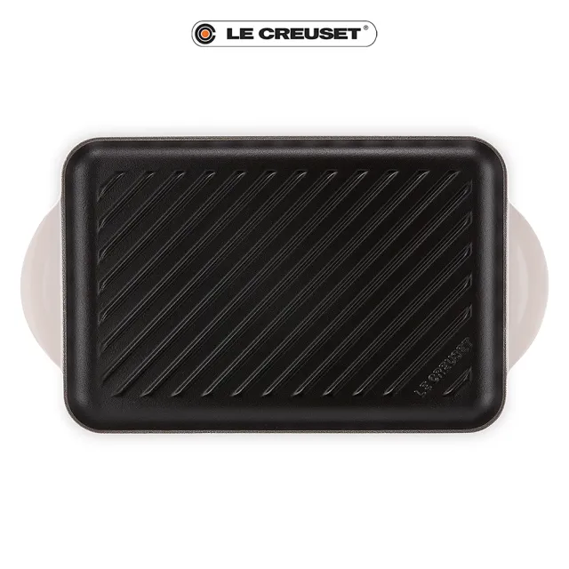 【Le Creuset】琺瑯鑄鐵鍋雙耳長方鐵烤盤32cm(貝殼粉)