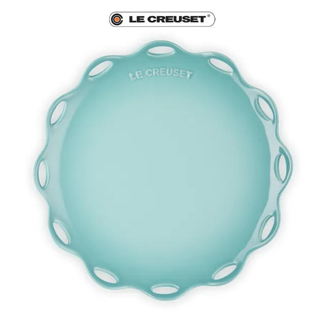 【Le Creuset】瓷器蕾絲花語系列圓盤 25cm(蛋白霜/銀灰藍/悠然綠/貝殼粉 4色選1)