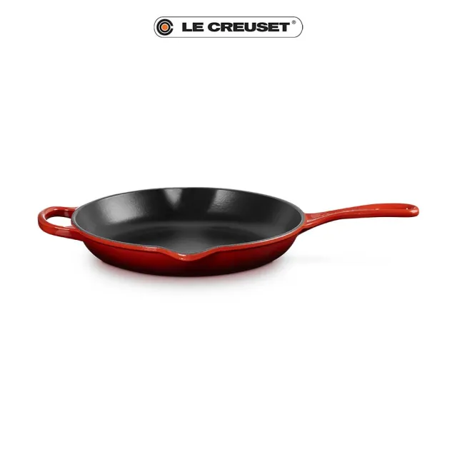 【Le Creuset】典藏琺瑯鑄鐵鍋單耳單柄圓煎盤26cm(火紅辣椒)