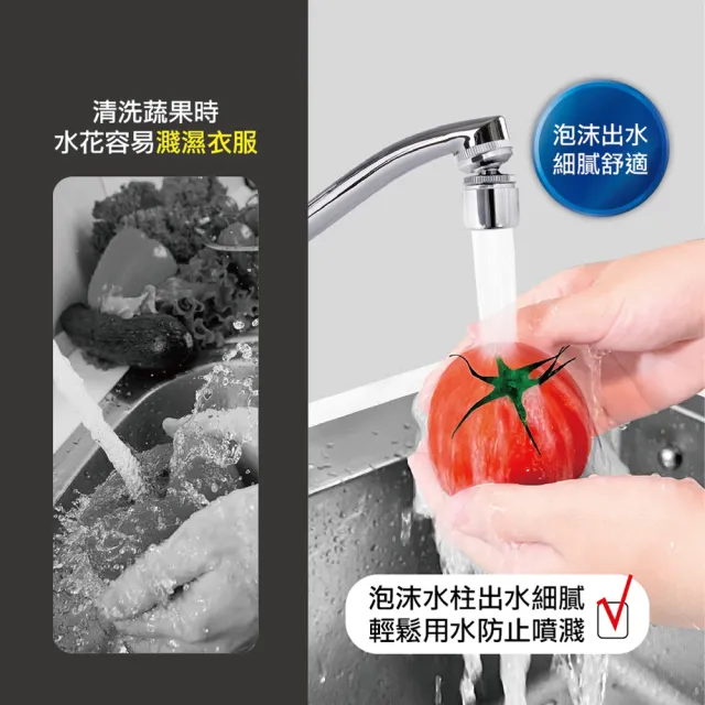 【MINONO 米諾諾】萬向起波器2入組(旋轉萬向增壓 水龍頭過濾延伸轉接頭 節水器 起泡器)