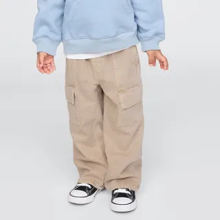 【GAP】男幼童裝 抽繩鬆緊工裝褲-卡其色(724285)