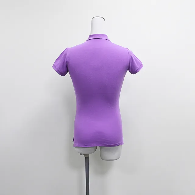 【RALPH LAUREN】POLO刺繡LOGO棉質5鈕釦領口短袖修身版POLO衫(女款/紫丁香)
