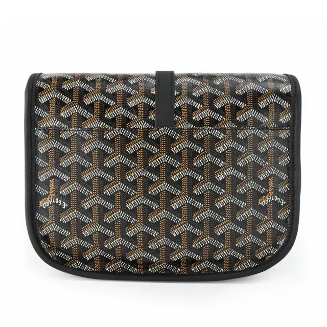 【GOYARD 高雅德】BELVEDERE 荔枝紋翻蓋斜背包(小/黑)
