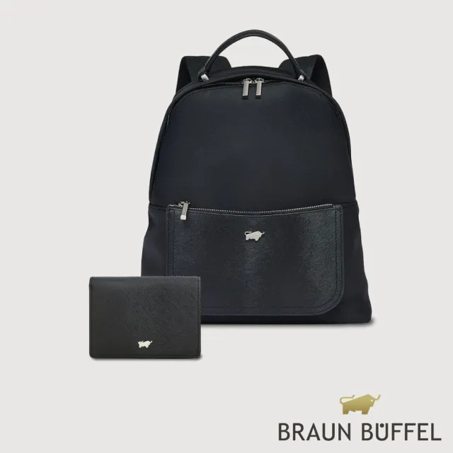 【BRAUN BUFFEL 德國小金牛】凱瓦 13卡拉鍊長夾-黑色(BF860-602-BK) 錢包送禮推薦