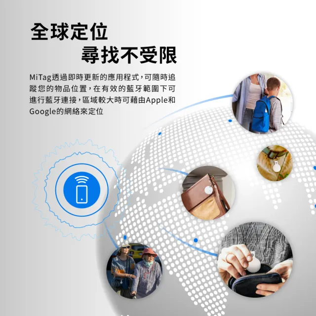 【MiLi】MiTag智慧防丟器 iOS/Android 雙系統全球定位器(蘋果認證 Google認證 附皮套)