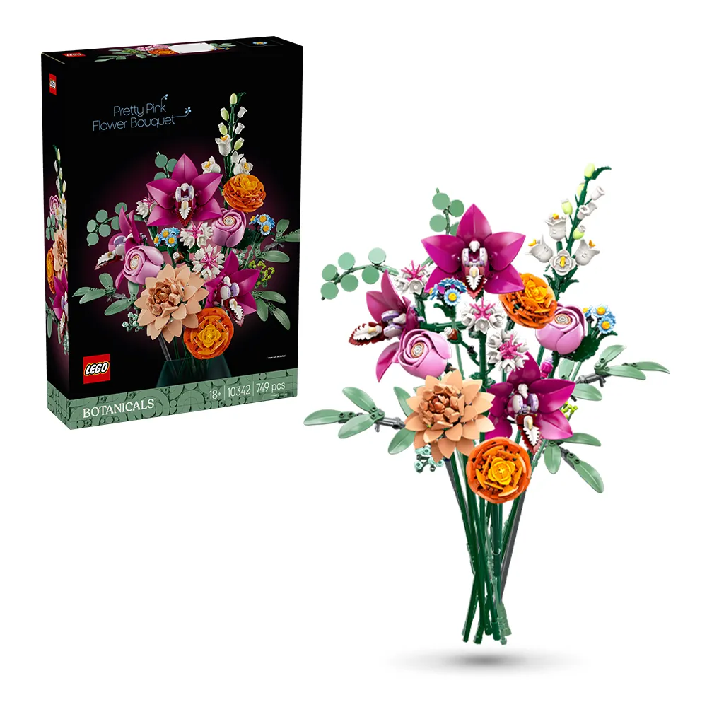 【LEGO 樂高】Botanicals 10342 優雅粉紅花束(花藝 居家擺設 積木 玩具模型 母親節)