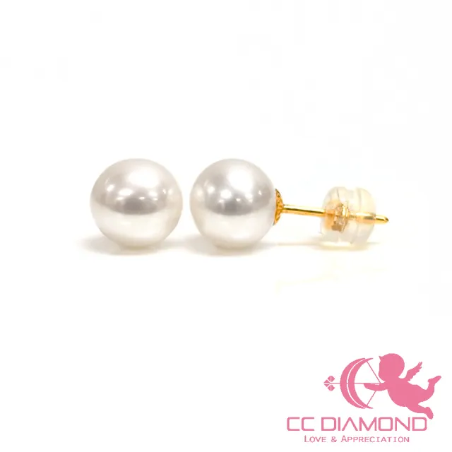 【CC Diamond】18K金 天然珍珠耳釘 7-8mm 3選1(色彩的誘惑)