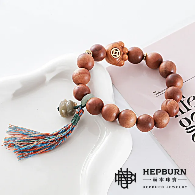 【赫本珠寶】設計款-老料招財貓爪檀香木佛珠手串