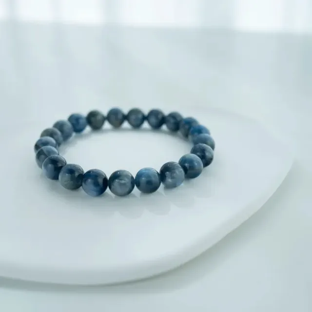 【天天水晶 TINGTING】玉化藍晶石 素圈水晶手鍊(順暢溝通 提高洞察力 B090001)