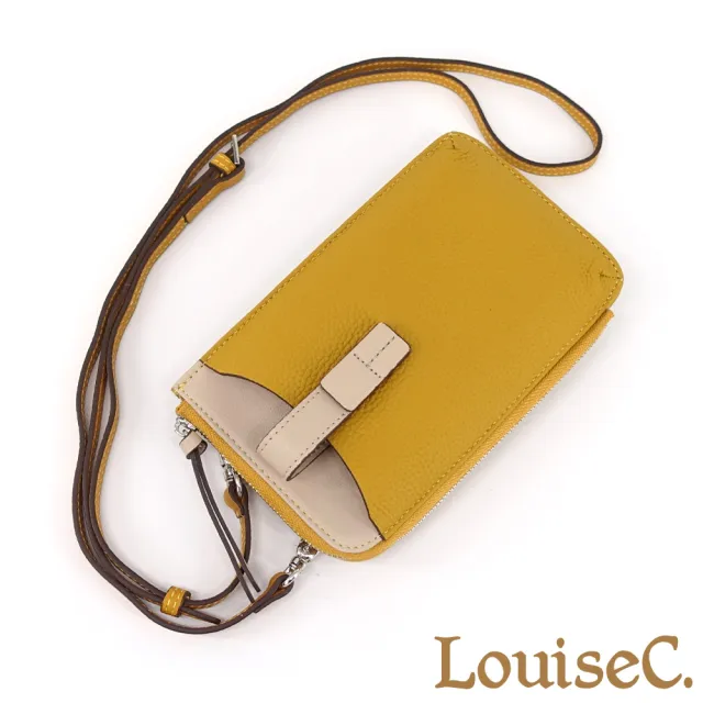 【LouiseC.】雙11 Tree House 牛皮個性配色多功能斜背隨身卡片手機真皮包-3色(CC6981)