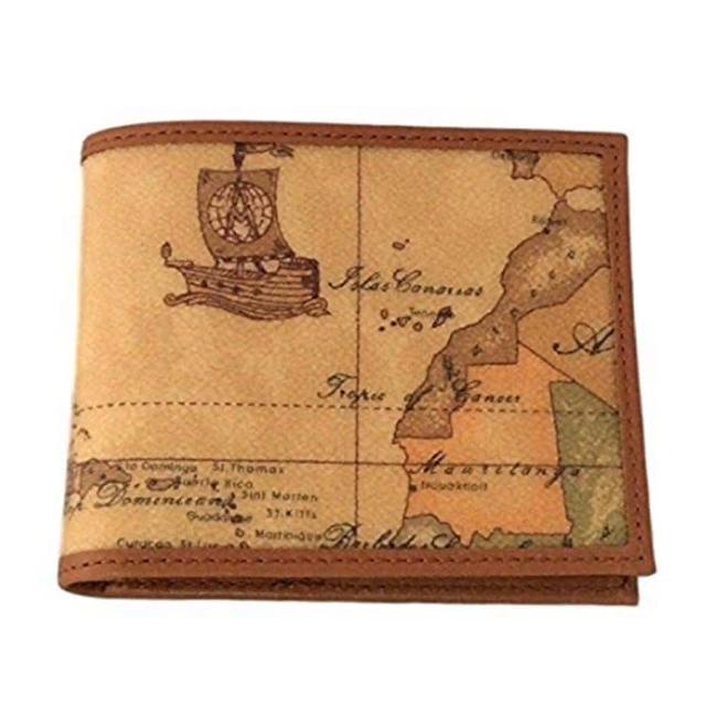 【Alviero Martini】義大利地圖包 經典6卡時尚短夾 皮夾(地圖黃)