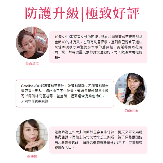 【普婷美】蔓越莓益生菌+D-甘露糖1罐60顆裝(前花青素高達49mg+維他命C)