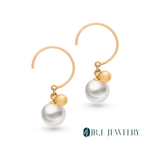 【JR.L金瑞利珠寶】雙12 天然珍珠 光韻18K金珍珠耳環(8-8.5MM)