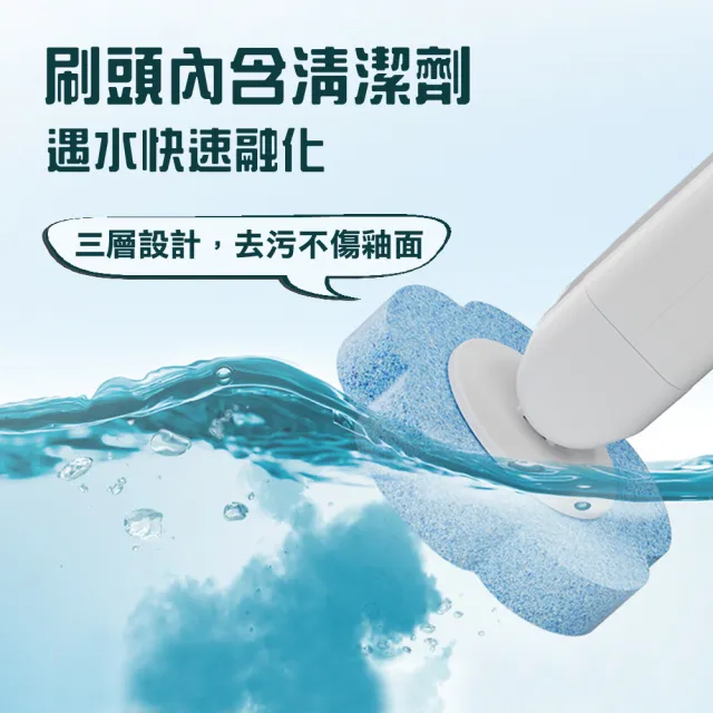 【新錸家居】1+12入可替換式馬桶刷組合(不沾手無死角拋棄式一次性馬桶刷 即用即丟方便衛生雙倍溶解清潔劑)
