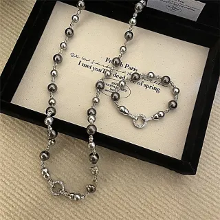 【赫本珠寶】大溪地混彩獨特珍珠施家珍珠項鍊手鍊套組