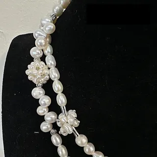 【赫本珠寶】($5280)設計款花團錦簇天然珍珠項鍊毛衣練