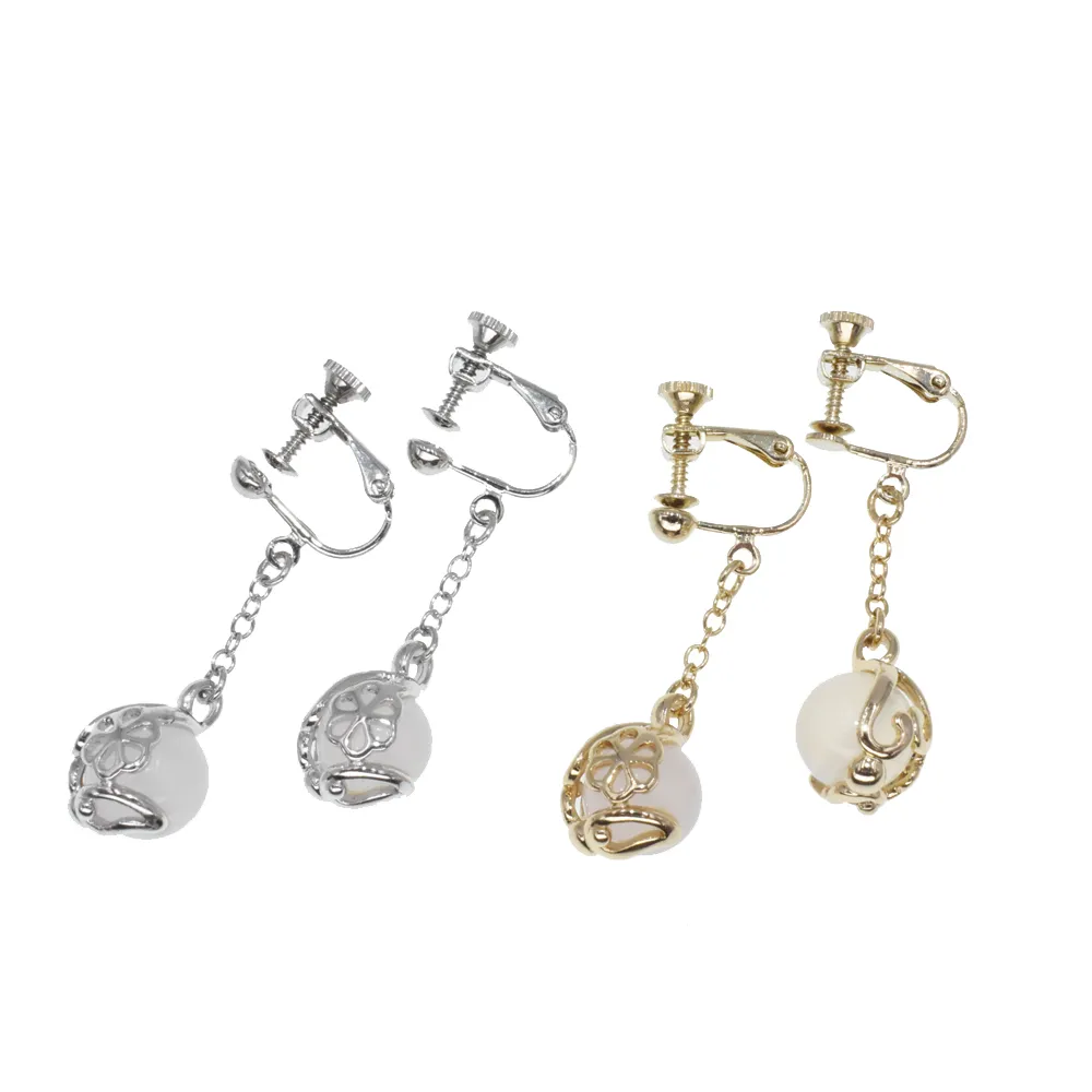 【鑫運來】◎白瑪瑙耳夾式耳環(兩款任選)