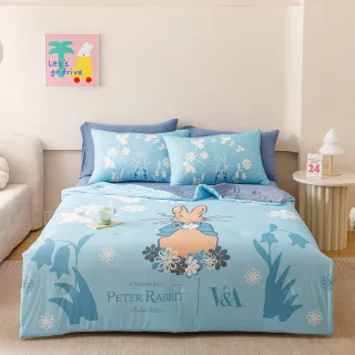 【PETER RABBIT 比得兔】比得兔與V&A博物館 冰絲床包涼被組-任選(單/雙/加 均一價/正版授權/涼被/床包)