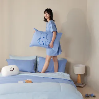 【YVONNE 以旺傢飾】100%美國棉四季被-QUOKKA & BOBO 海島藍(雙人 純棉 棉被 水洗 DINOTAENG)