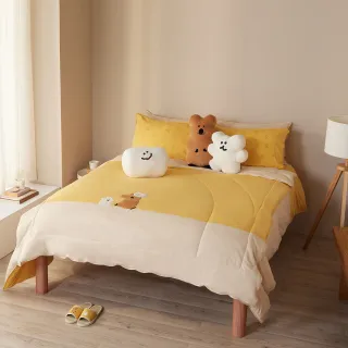 【YVONNE 以旺傢飾】100%美國棉四季被-QUOKKA & BOBO 盛夏黃(單人 純棉 棉被 水洗 DINOTAENG)