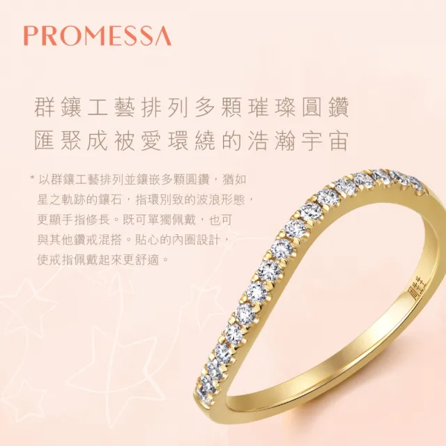 【PROMESSA】17分 18K黃K金 星宇系列 鑽石戒指/線戒(波浪)