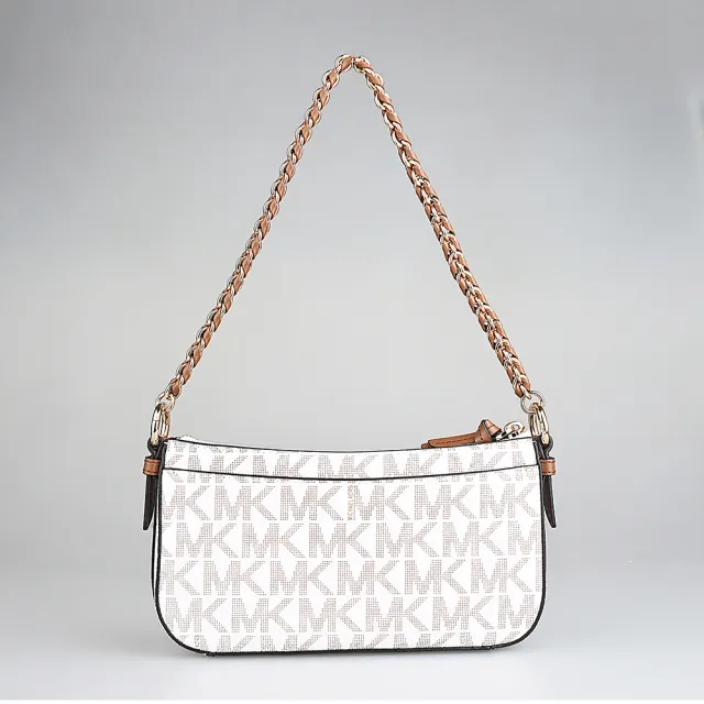 【Michael Kors】MICHAEL KORS 四合一PVC搭牛皮拉鍊釦式手提斜背包(香草白x橡子棕x茶玫瑰粉)