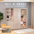 【IHouse】保羅 免組裝5X7推門衣櫃+收納吊掛邊櫃-贈實木衣架*5(7尺衣櫃/系統櫃/櫥櫃/衣櫃)