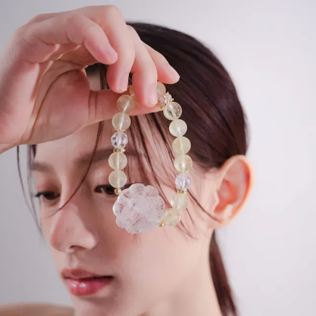 【天天水晶 TINGTING】黃水晶 x 白水晶 大九尾狐仙 鑽切 設計款水晶手鍊招財A100012