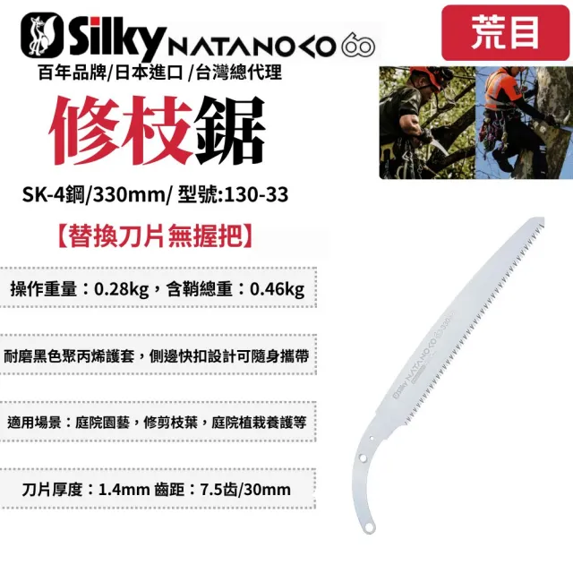 【Silky 喜樂】替換刀片無握把 330mm修枝鋸130-33(修枝鋸 手鋸 鋸子 木工鋸 樹鋸 園藝鋸)